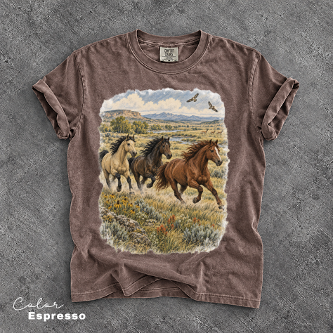 Vintage Horse Nature T-Shirt, Wild Horse Tee, Retro 90's Style Nature Tee