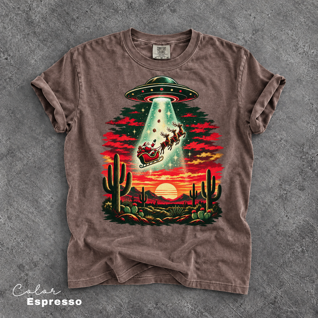 Santa UFO Christmas Shirt, Vintage Christmas Tee, Funny Christmas Tee