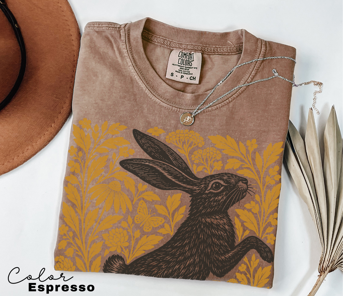 Vintage Rabbit Floral Shirt, Floral Animal Tee, Comfort Colors Tee