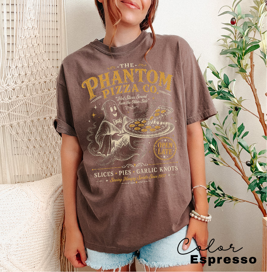 Ghost Pizza Graphic Tee, Retro Halloween Shirt,