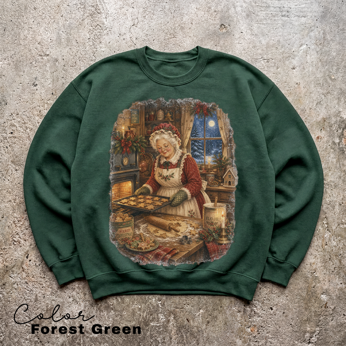 Vintage 90s Christmas Sweatshirt, Mrs. Claus Baking Cookies, Retro Christmas Crewneck