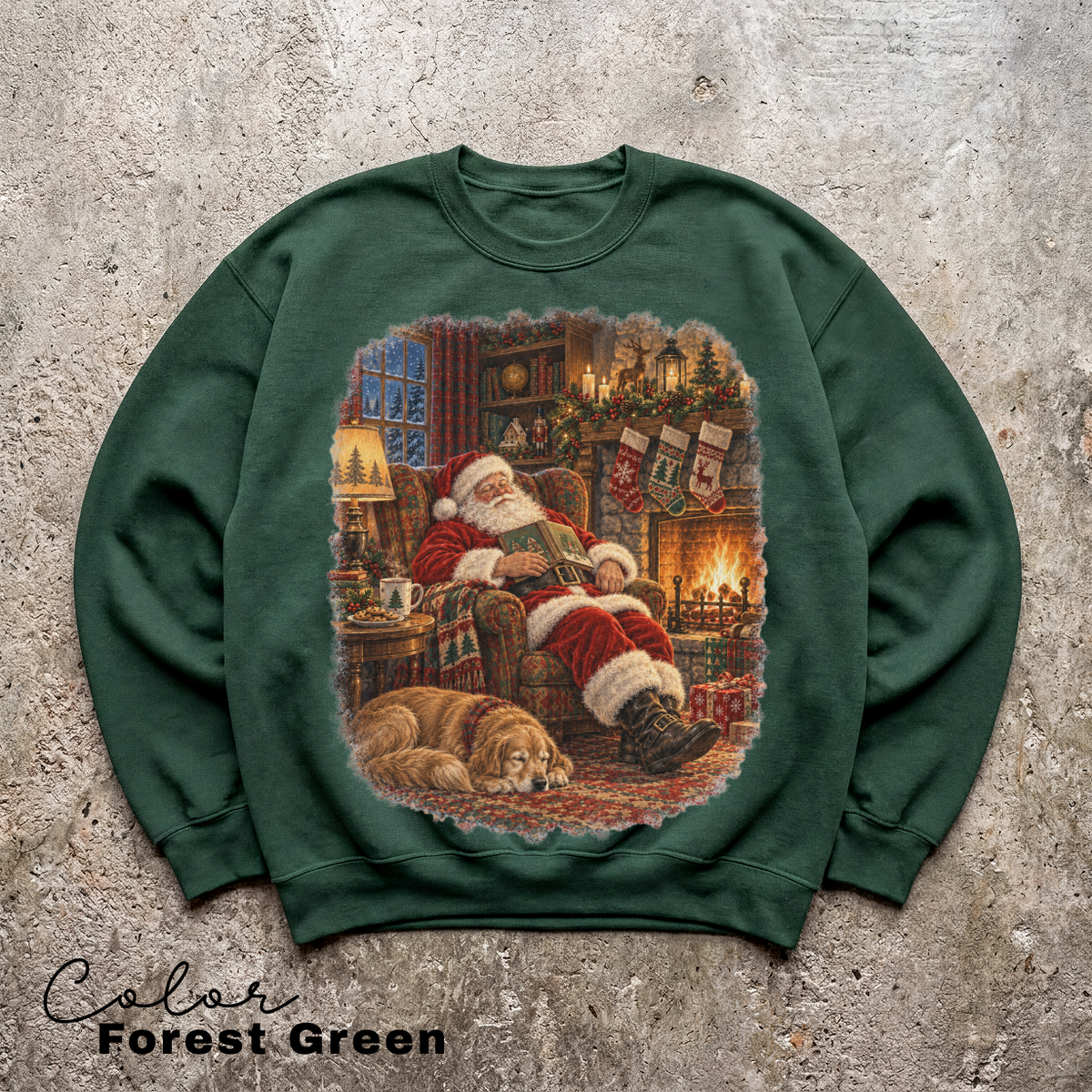 Vintage 90s Santa Sweatshirt, Retro Christmas Crewneck, Reading, Book Lover