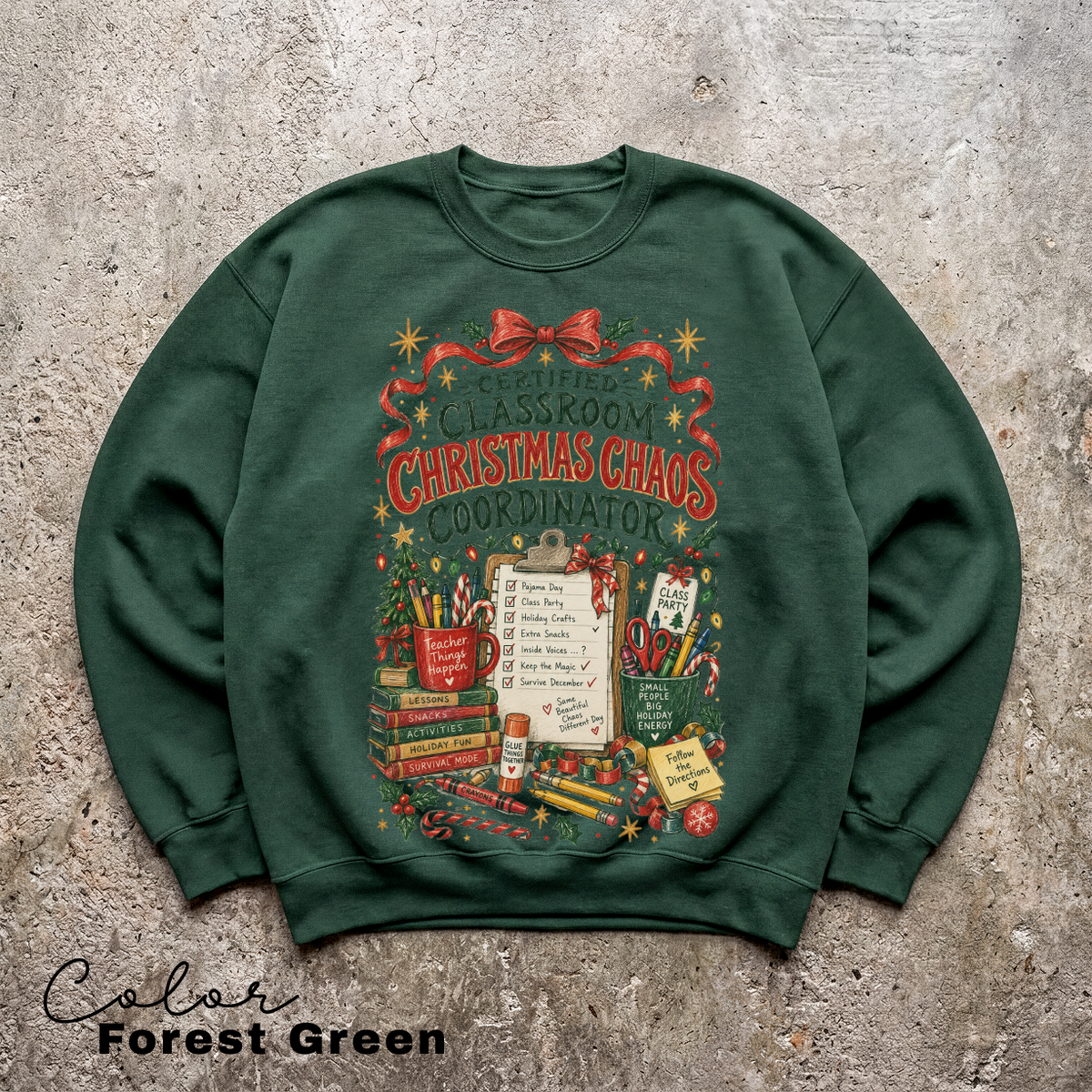 Teacher Christmas Sweatshirt, Classroom Holiday Crewneck, Holiday Teacher Pullover, Christmas Chaos Sweatshirt