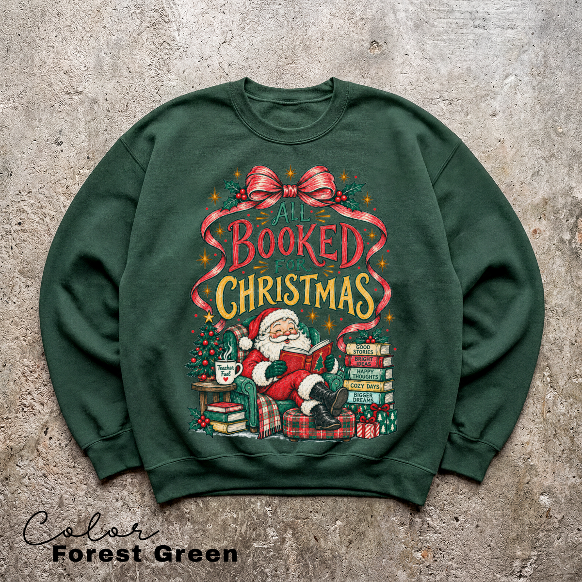 Christmas Book Sweatshirt, All Booked for Christmas Crewneck, Reader Gift, Teacher Sweatshirt