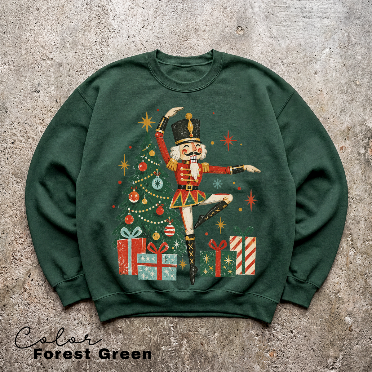 Vintage Christmas Nutcracker Sweatshirt, Dancing Dancer, Nutcracker Christmas Pullover