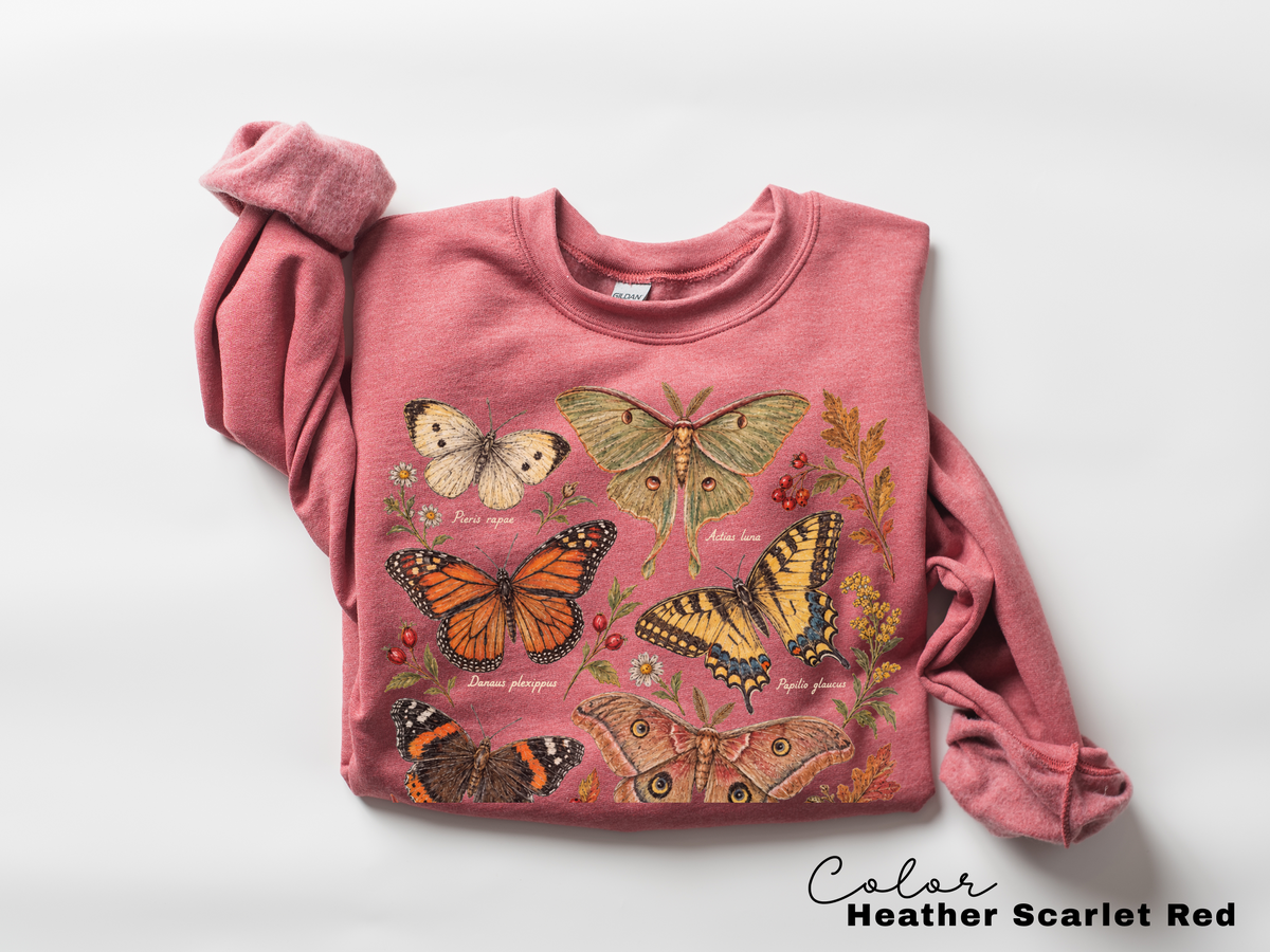 Vintage Butterfly Sweatshirt, Fall Autumn Pullover