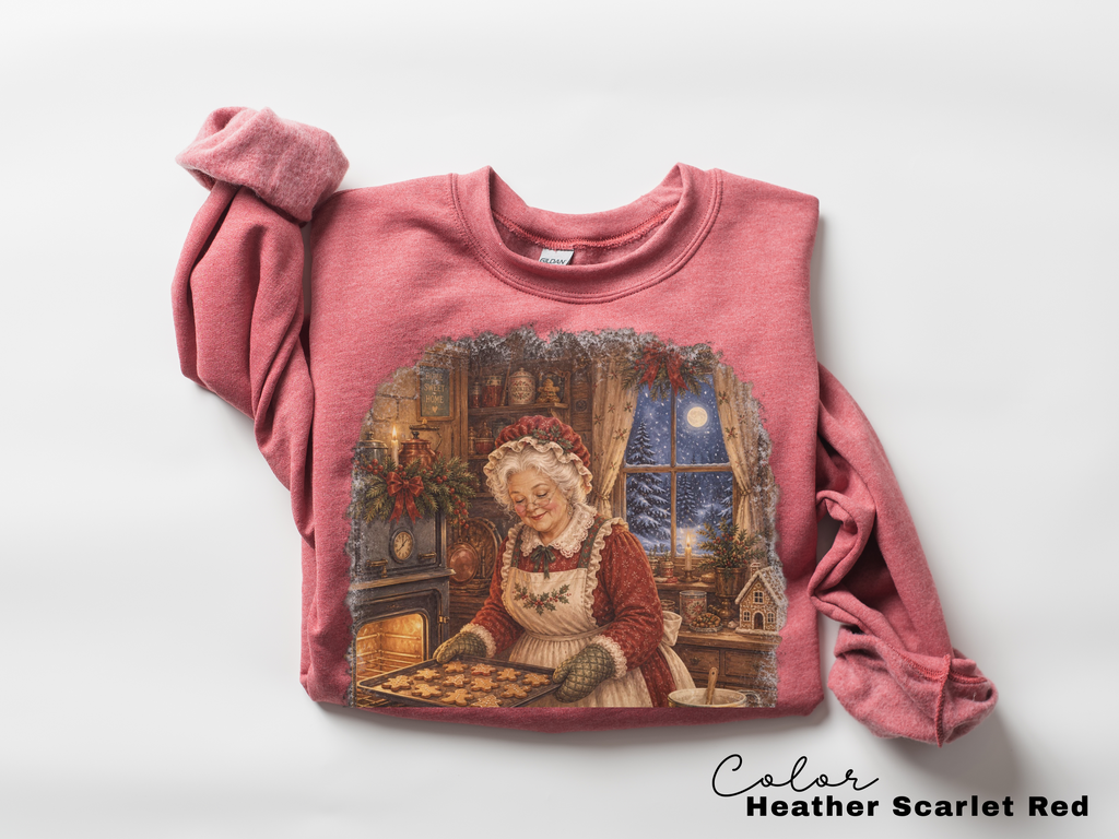 Vintage 90s Christmas Sweatshirt, Mrs. Claus Baking Cookies, Retro Christmas Crewneck