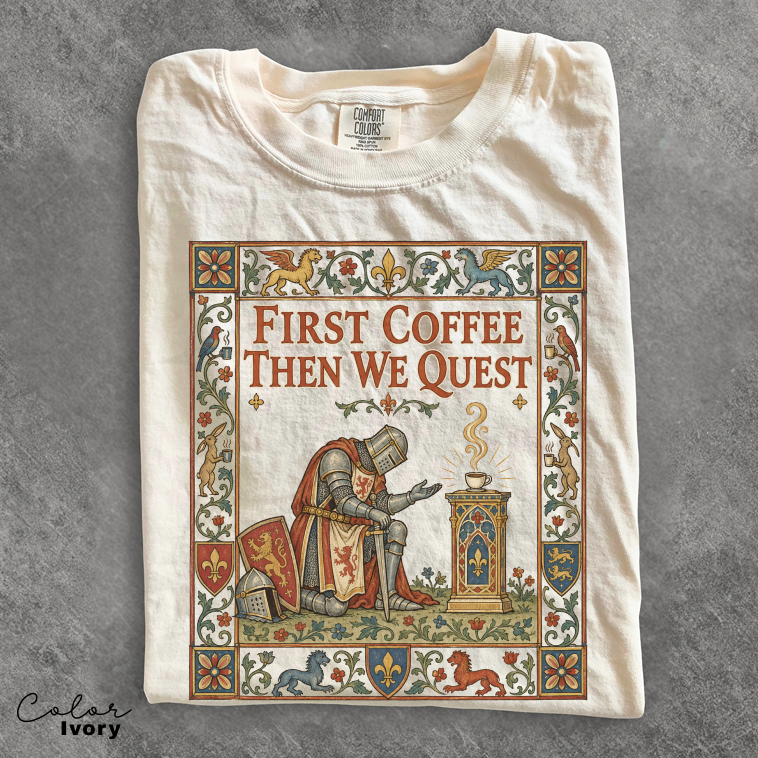 Medieval Knight Coffee Shirt, Funny Medieval Tee, Coffee Lover, Comfort Colors