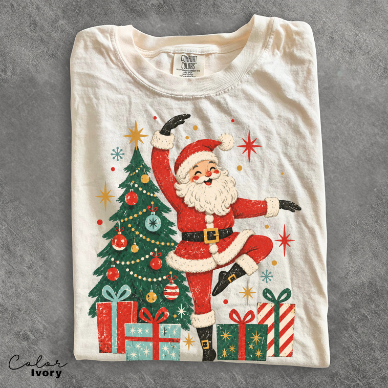 Dancing Santa Shirt, Vintage Christmas Tee, Retro Santa Claus, Comfort Colors Tee