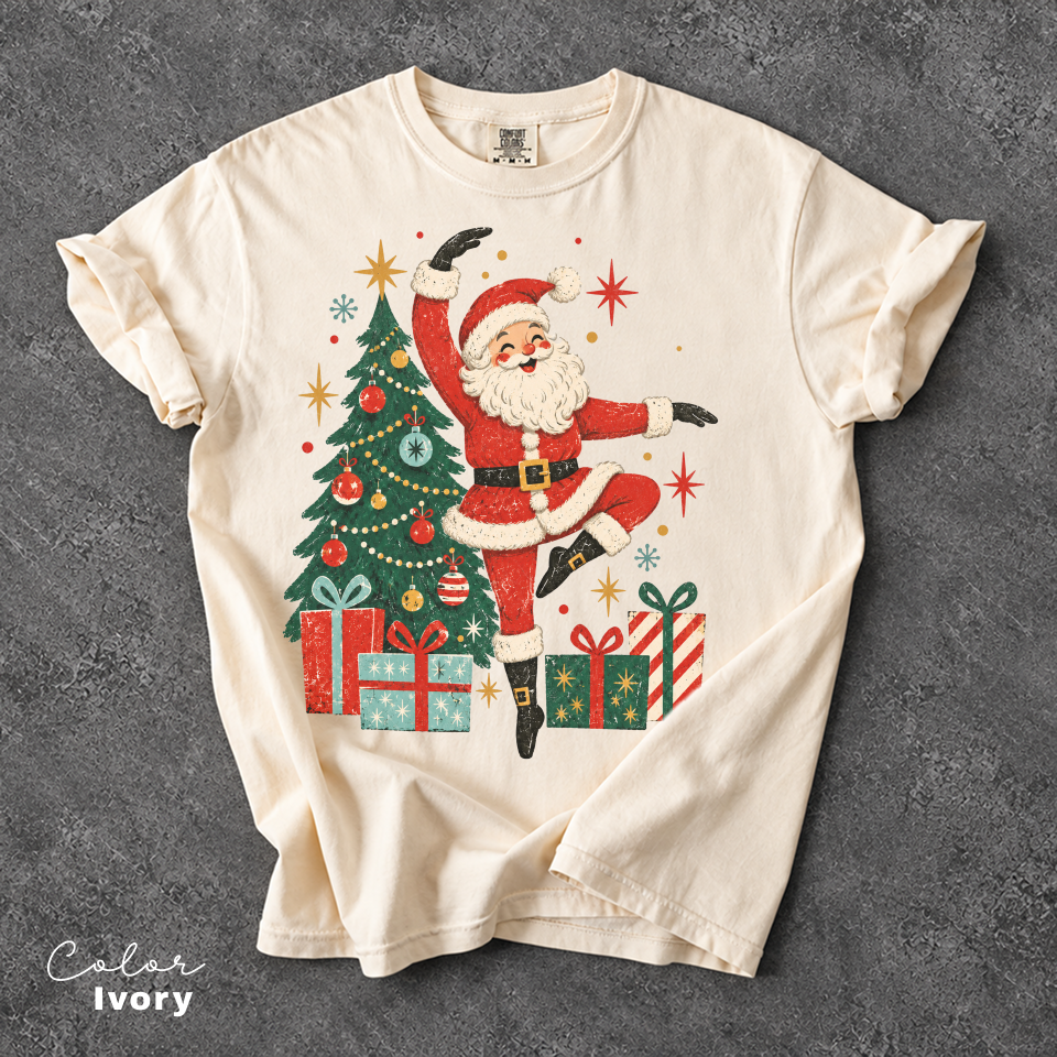 Dancing Santa Shirt, Vintage Christmas Tee, Retro Santa Claus, Comfort Colors Tee