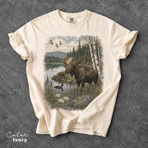 Vintage Moose Wildlife T-Shirt, Retro 90's Style Nature Shirt, Comfort Colors