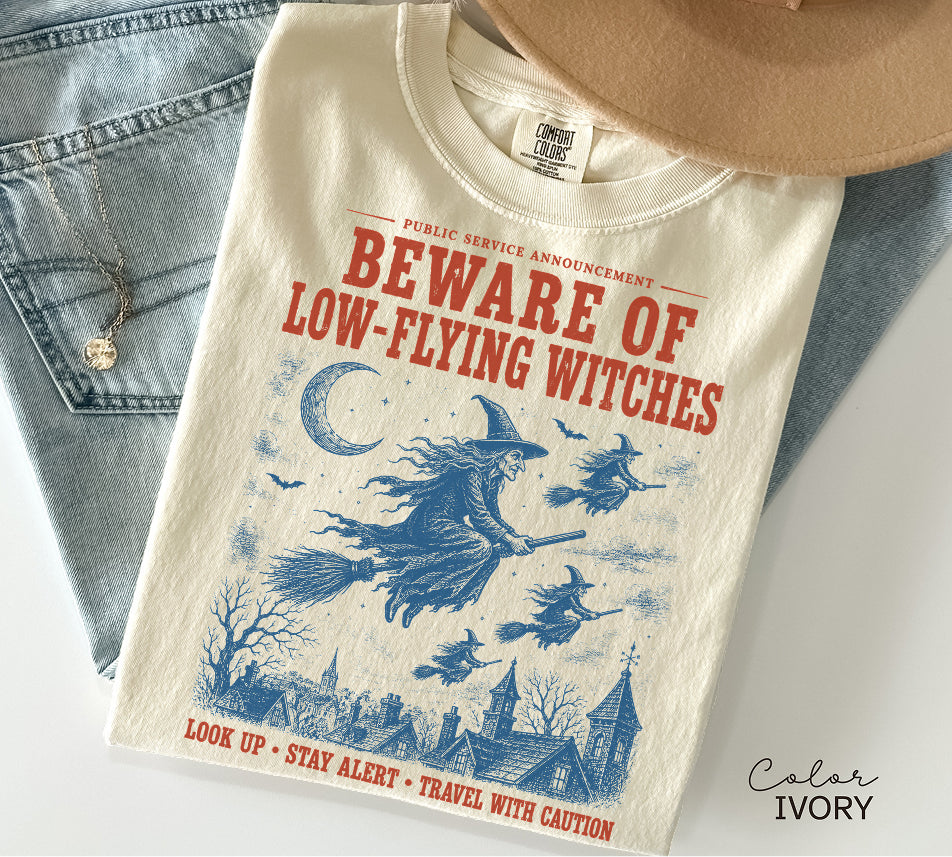 Halloween Witch T-Shirt, Vintage Witch Graphic Tee, Fake Halloween Public Service Announcement