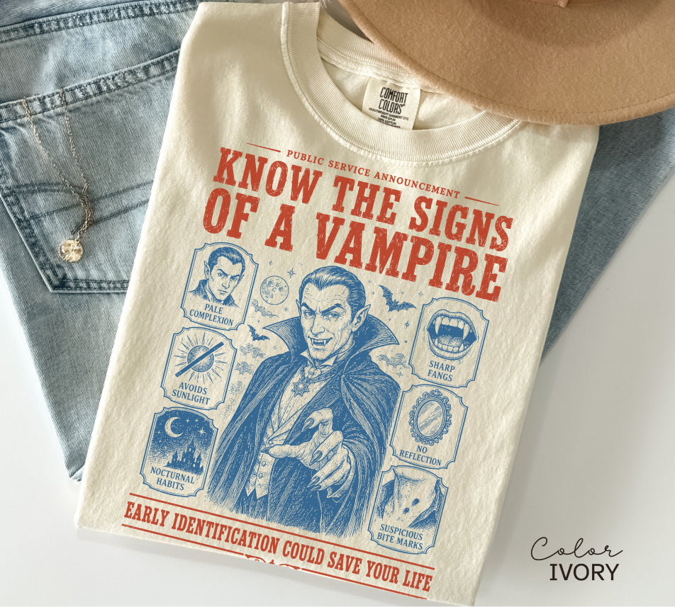 How to Spot a Vampire Halloween Shirt, Fake Halloween Public Service Announcement