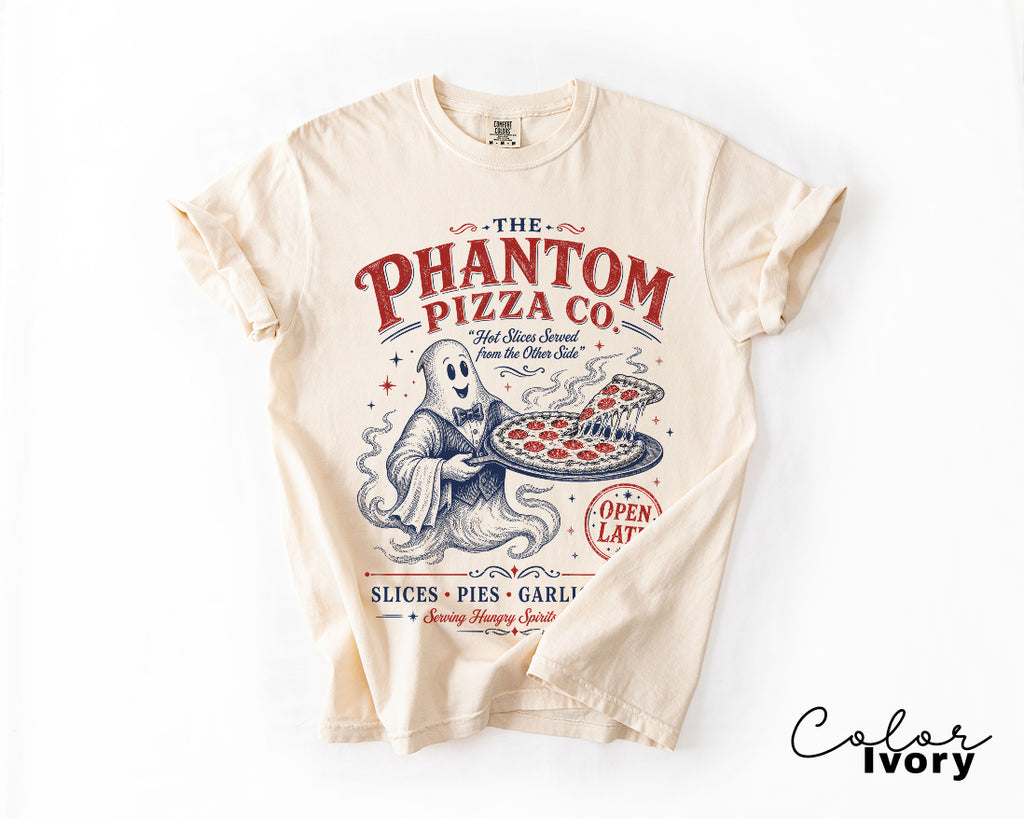 Ghost Pizza Graphic Tee, Retro Halloween Shirt,