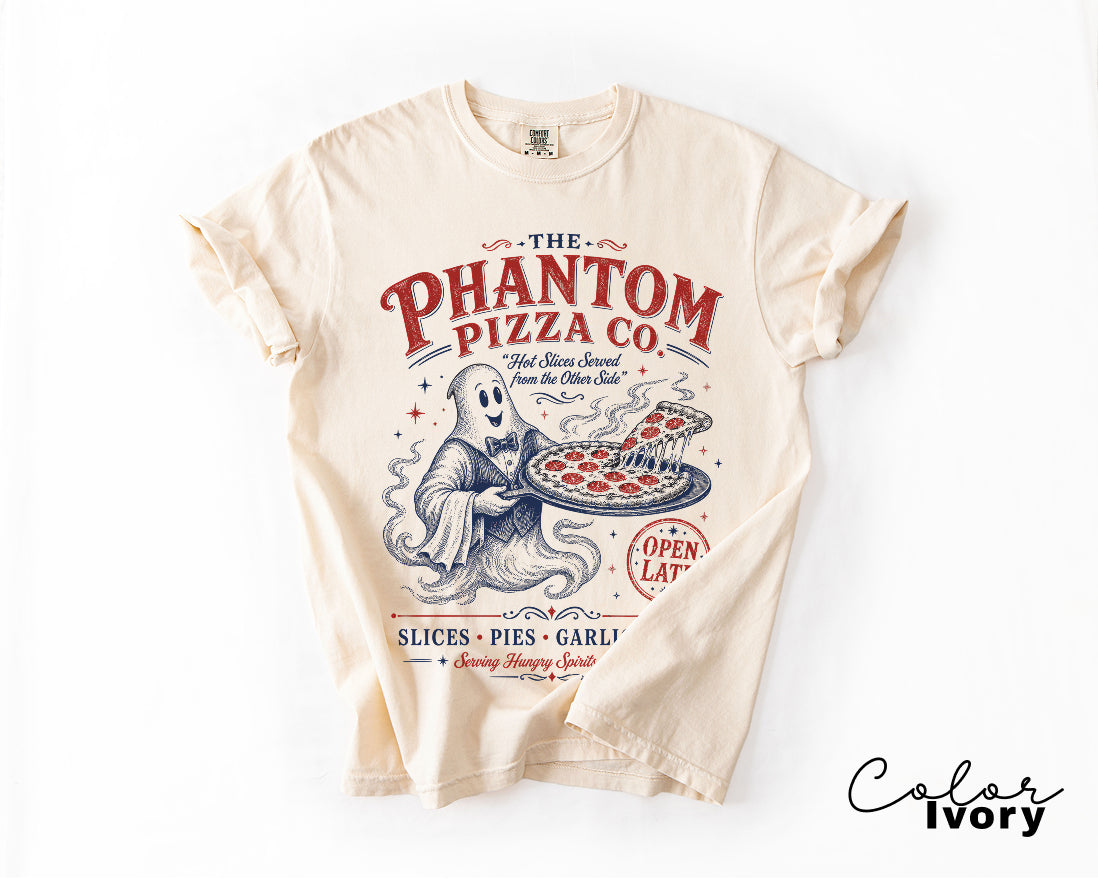 Ghost Pizza Graphic Tee, Retro Halloween Shirt,