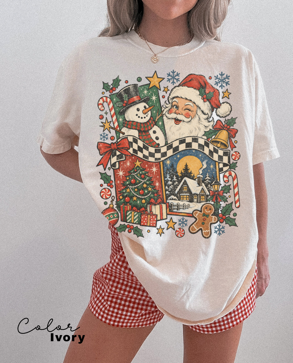 Christmas Vintage Shirt, Retro Santa Claus Snowman Shirt, Comfort Colors Tee