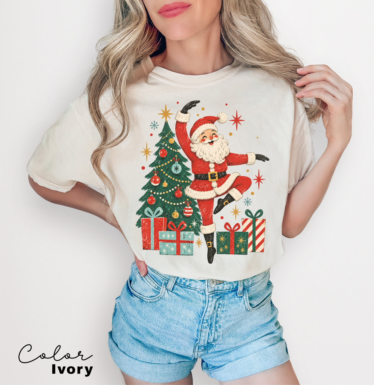 Dancing Santa Shirt, Vintage Christmas Tee, Retro Santa Claus, Comfort Colors Tee