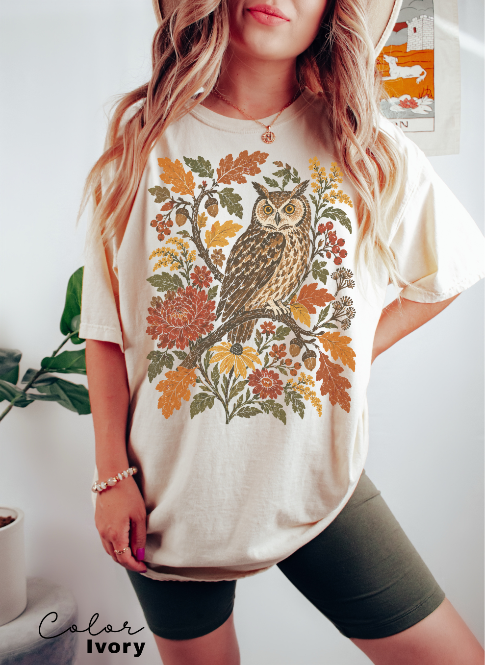 Vintage Owl T-Shirt, Fall Nature Graphic Tee