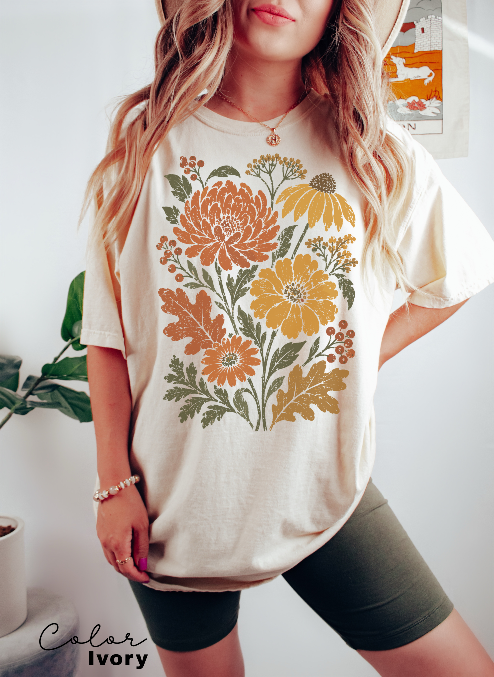 Fall Floral Tee, Vintage Botanical Shirt