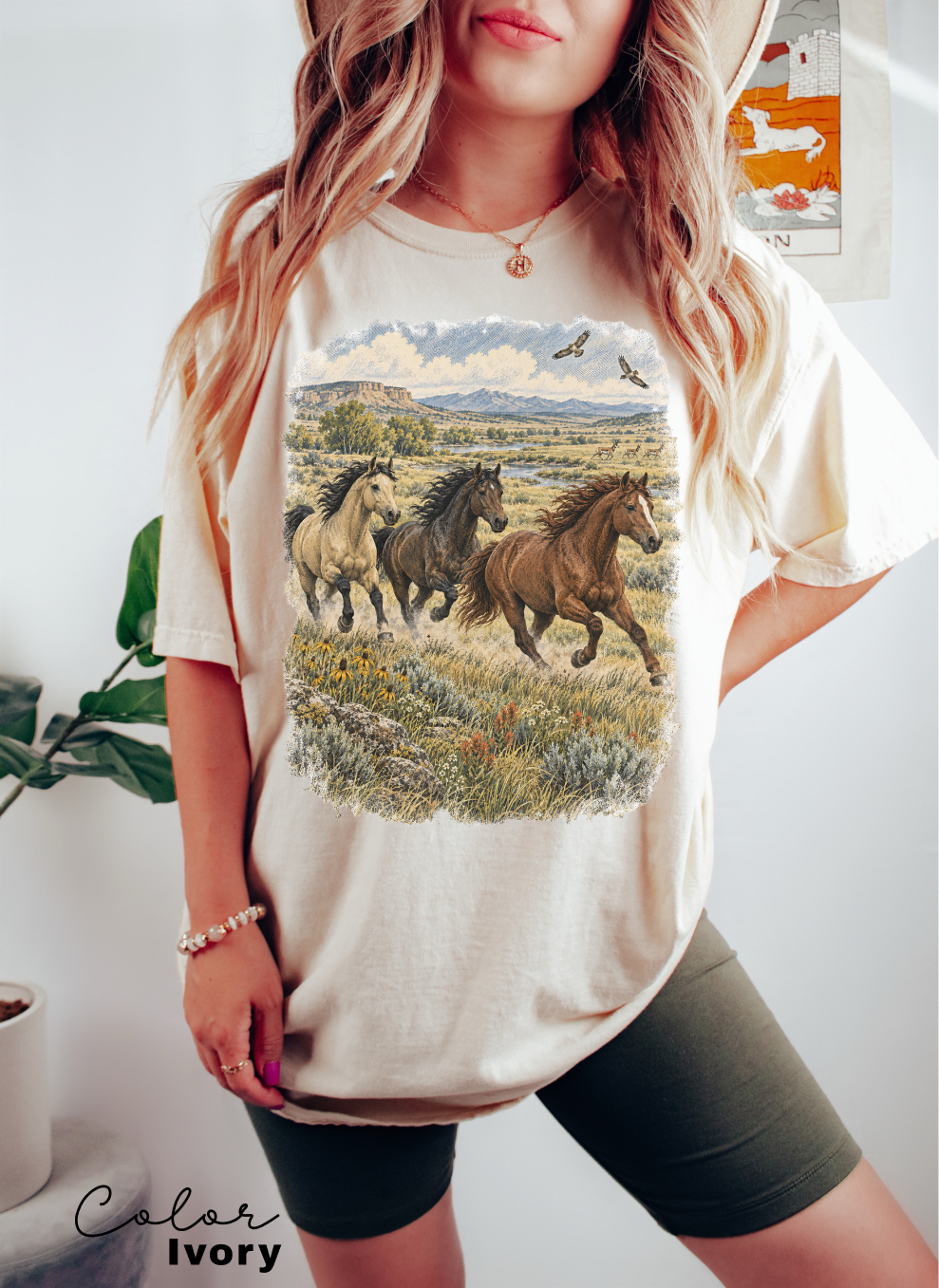 Vintage Horse Nature T-Shirt, Wild Horse Tee, Retro 90's Style Nature Tee