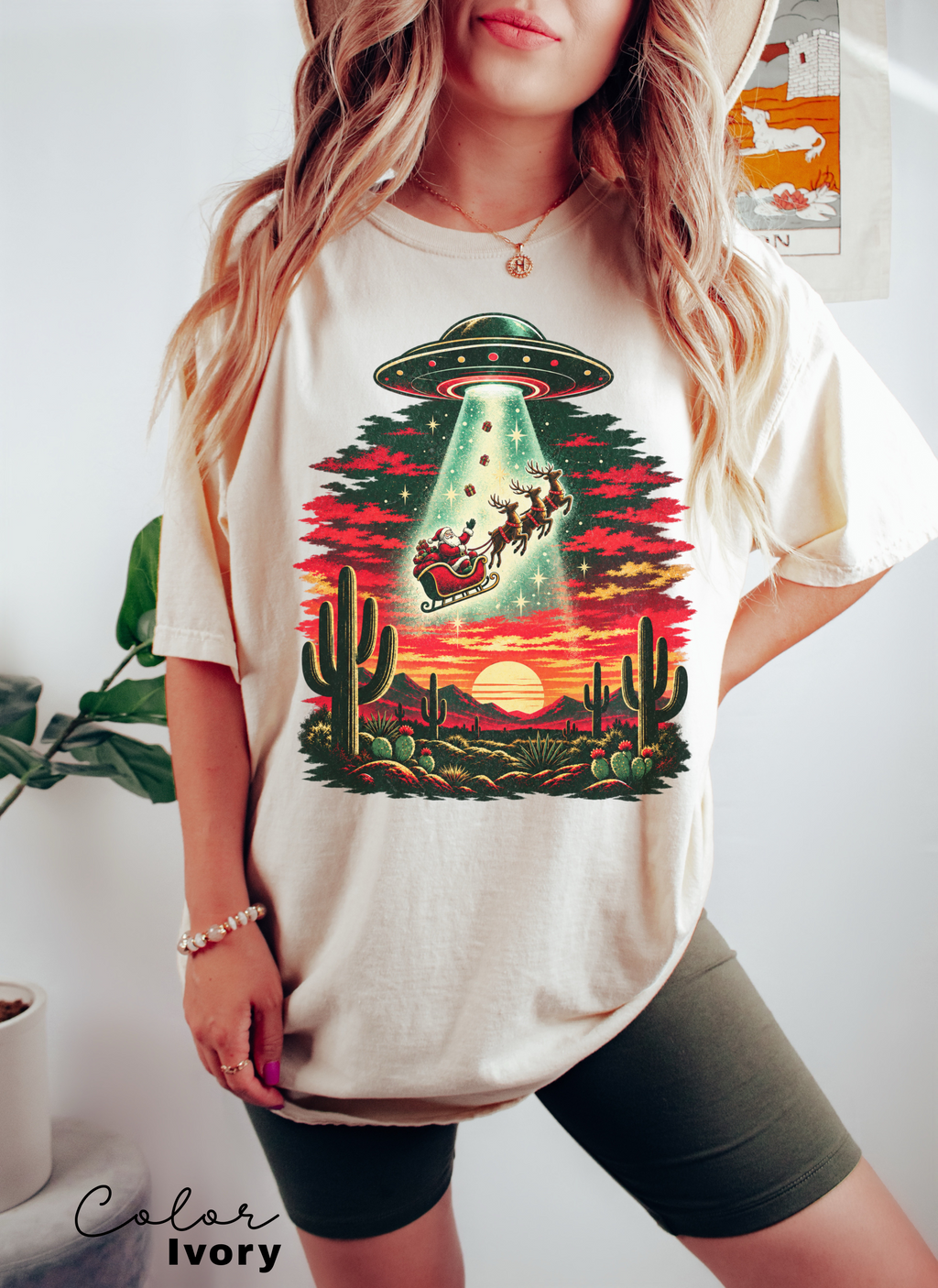 Santa UFO Christmas Shirt, Vintage Christmas Tee, Funny Christmas Tee
