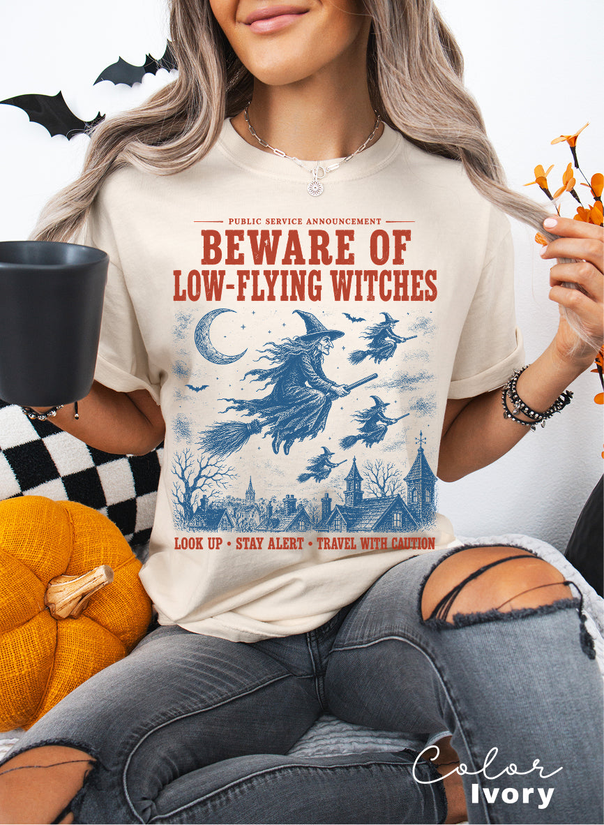 Halloween Witch T-Shirt, Vintage Witch Graphic Tee, Fake Halloween Public Service Announcement