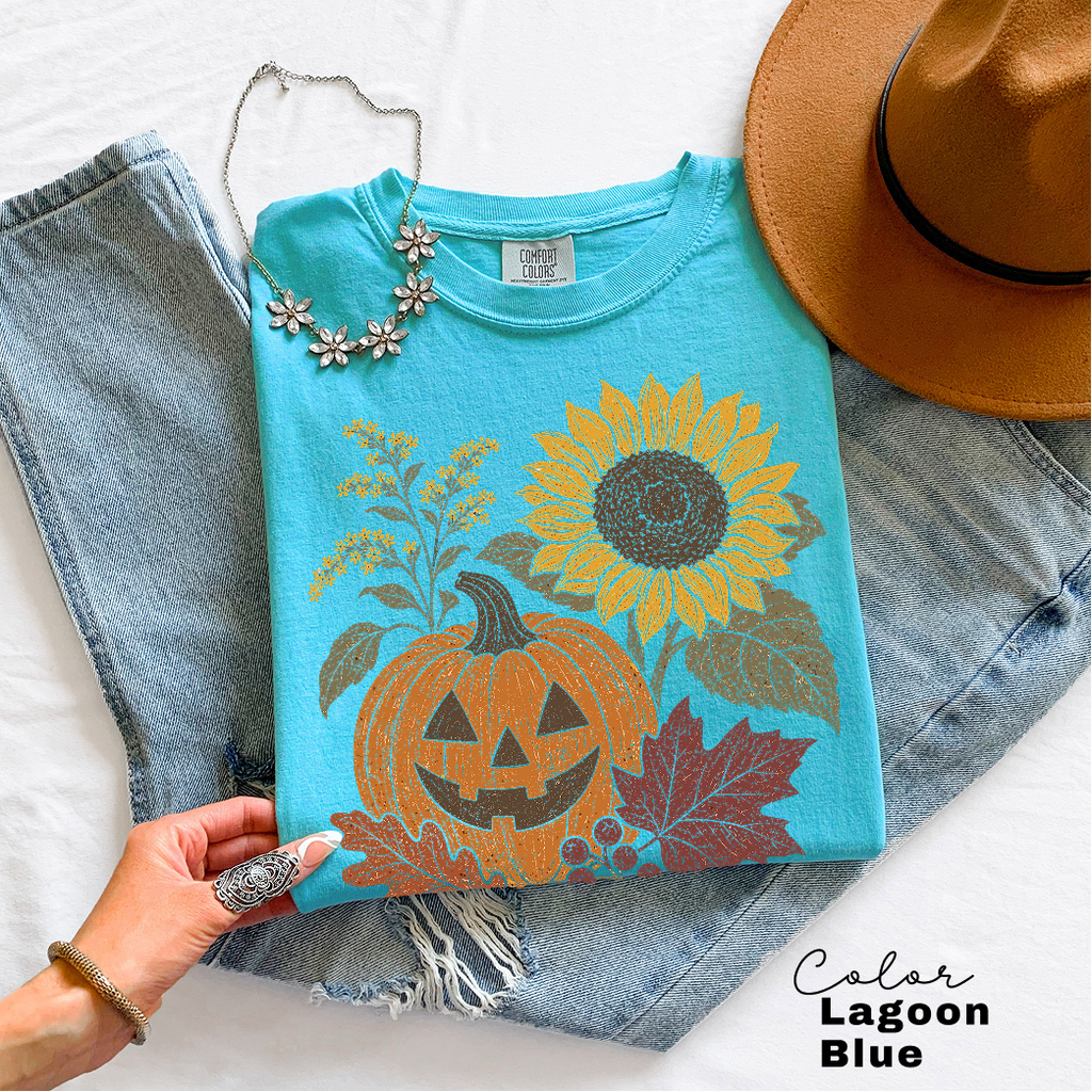 Halloween Pumpkin T-Shirt, Jack O Lantern Fall Shirt, Boho Comfort Colors Tee