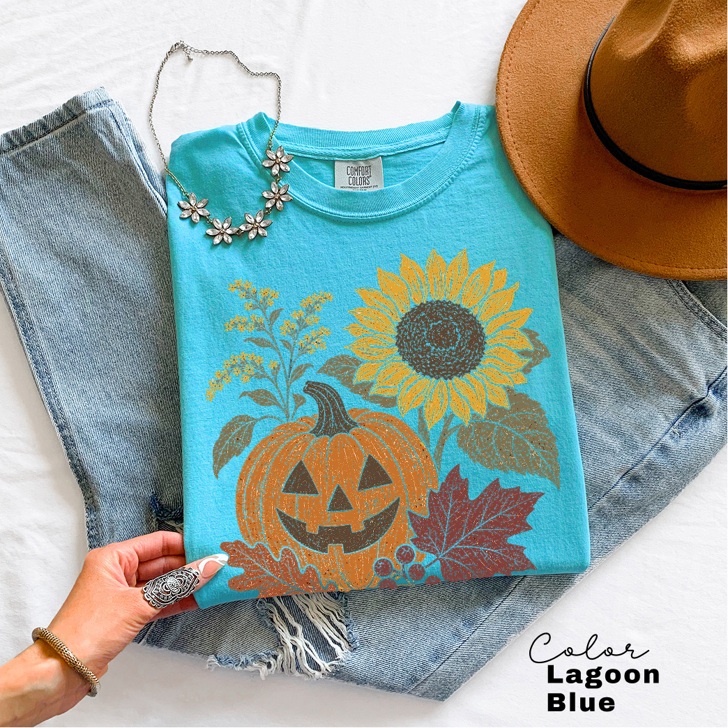 Halloween Pumpkin T-Shirt, Jack O Lantern Fall Shirt, Boho Comfort Colors Tee