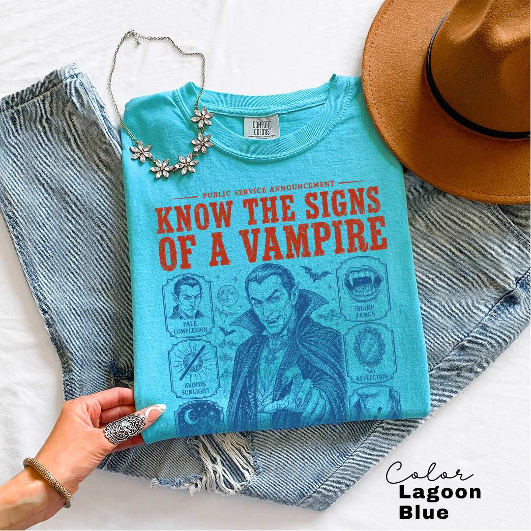 How to Spot a Vampire Halloween Shirt, Fake Halloween Public Service Announcement