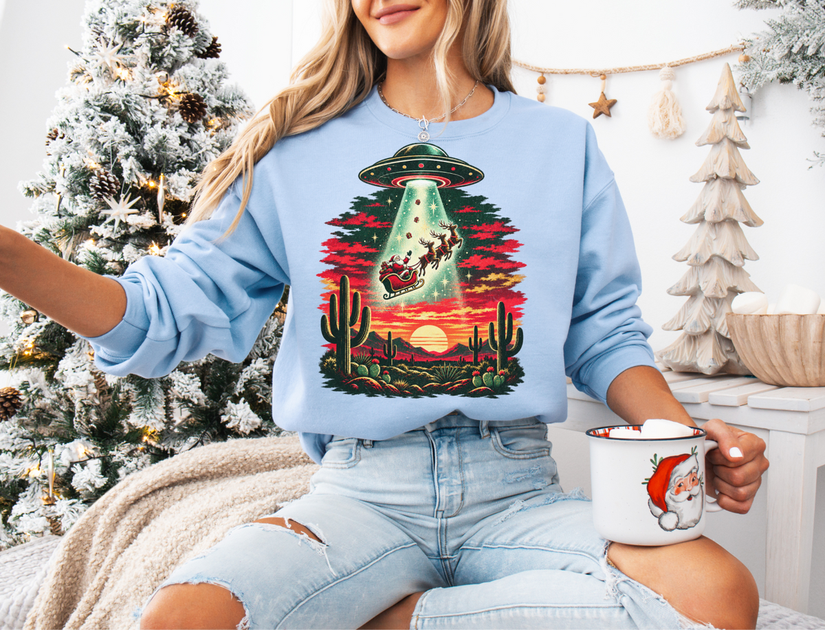 Santa UFO Christmas Sweatshirt, Funny Christmas