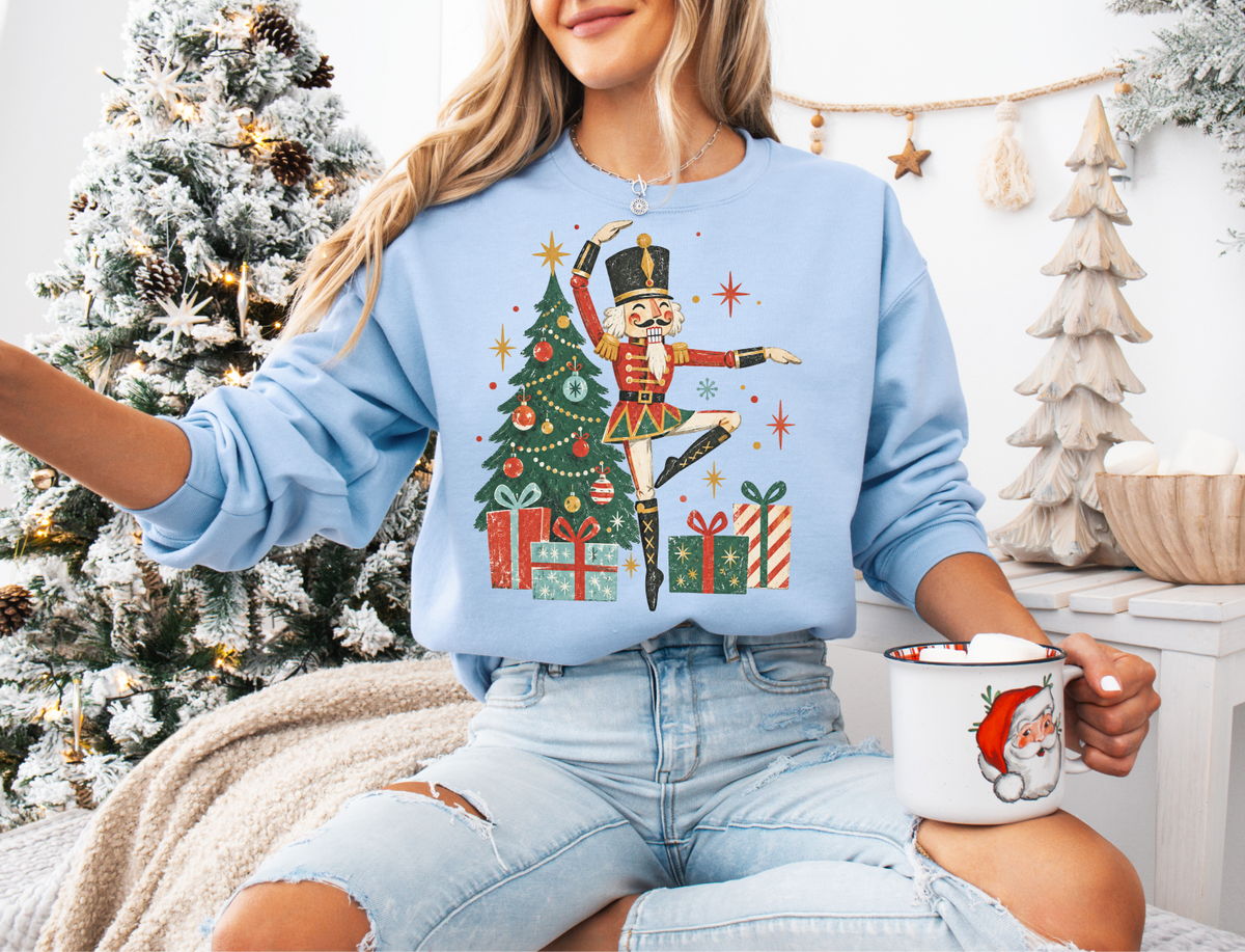 Vintage Christmas Nutcracker Sweatshirt, Dancing Dancer, Nutcracker Christmas Pullover