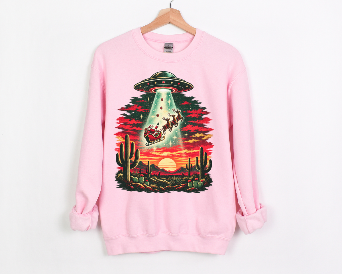 Santa UFO Christmas Sweatshirt, Funny Christmas