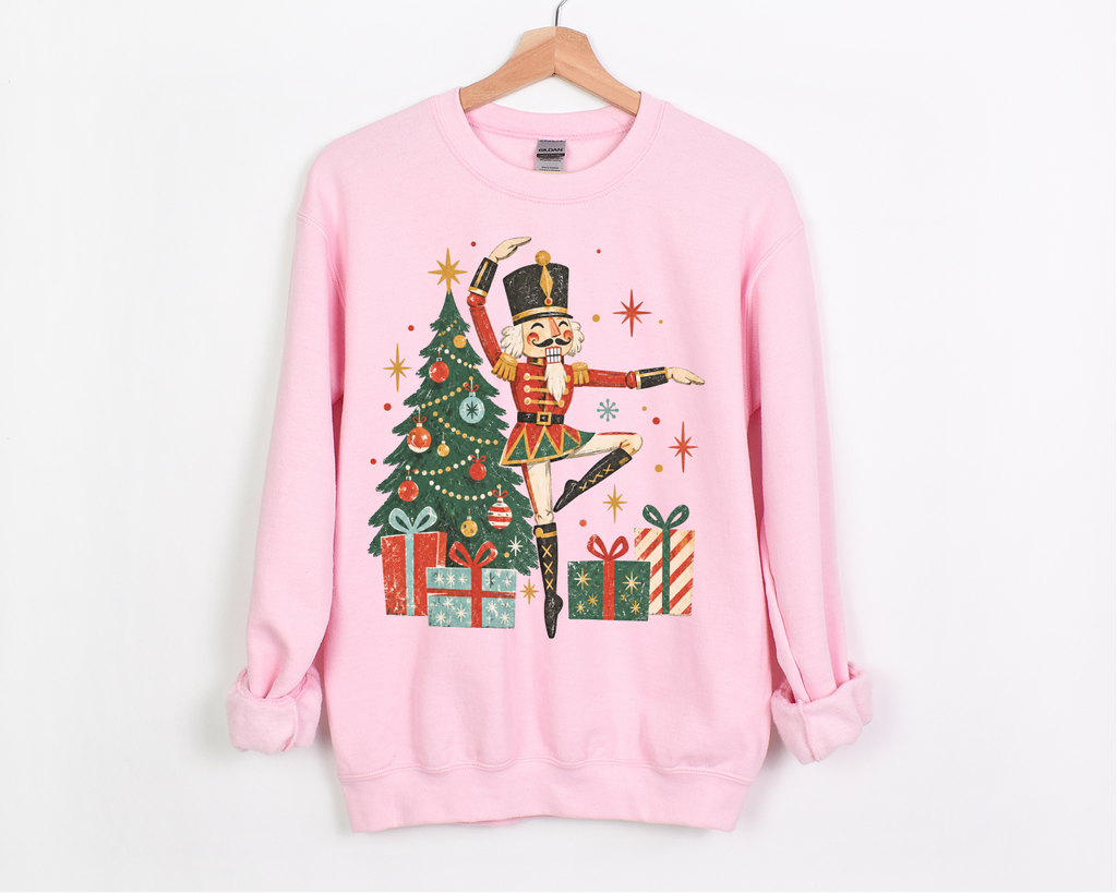 Vintage Christmas Nutcracker Sweatshirt, Dancing Dancer, Nutcracker Christmas Pullover
