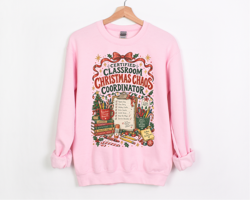 Teacher Christmas Sweatshirt, Classroom Holiday Crewneck, Holiday Teacher Pullover, Christmas Chaos Sweatshirt