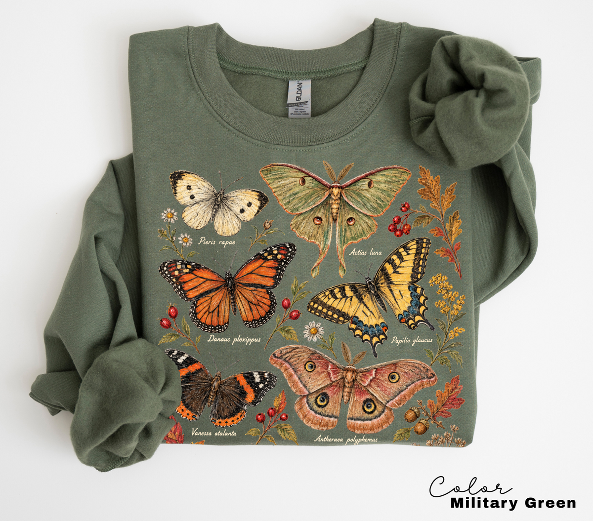 Vintage Butterfly Sweatshirt, Fall Autumn Pullover