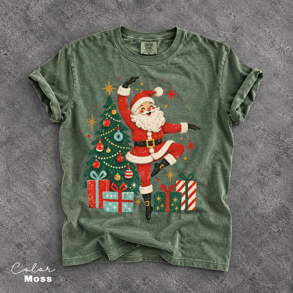 Dancing Santa Shirt, Vintage Christmas Tee, Retro Santa Claus, Comfort Colors Tee