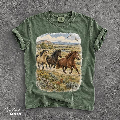 Vintage Horse Nature T-Shirt, Wild Horse Tee, Retro 90's Style Nature Tee