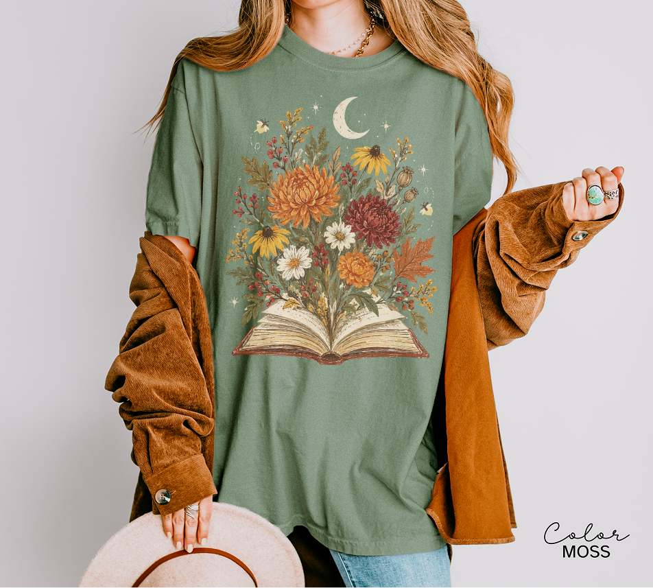 Vintage Floral Book Lover T-Shirt