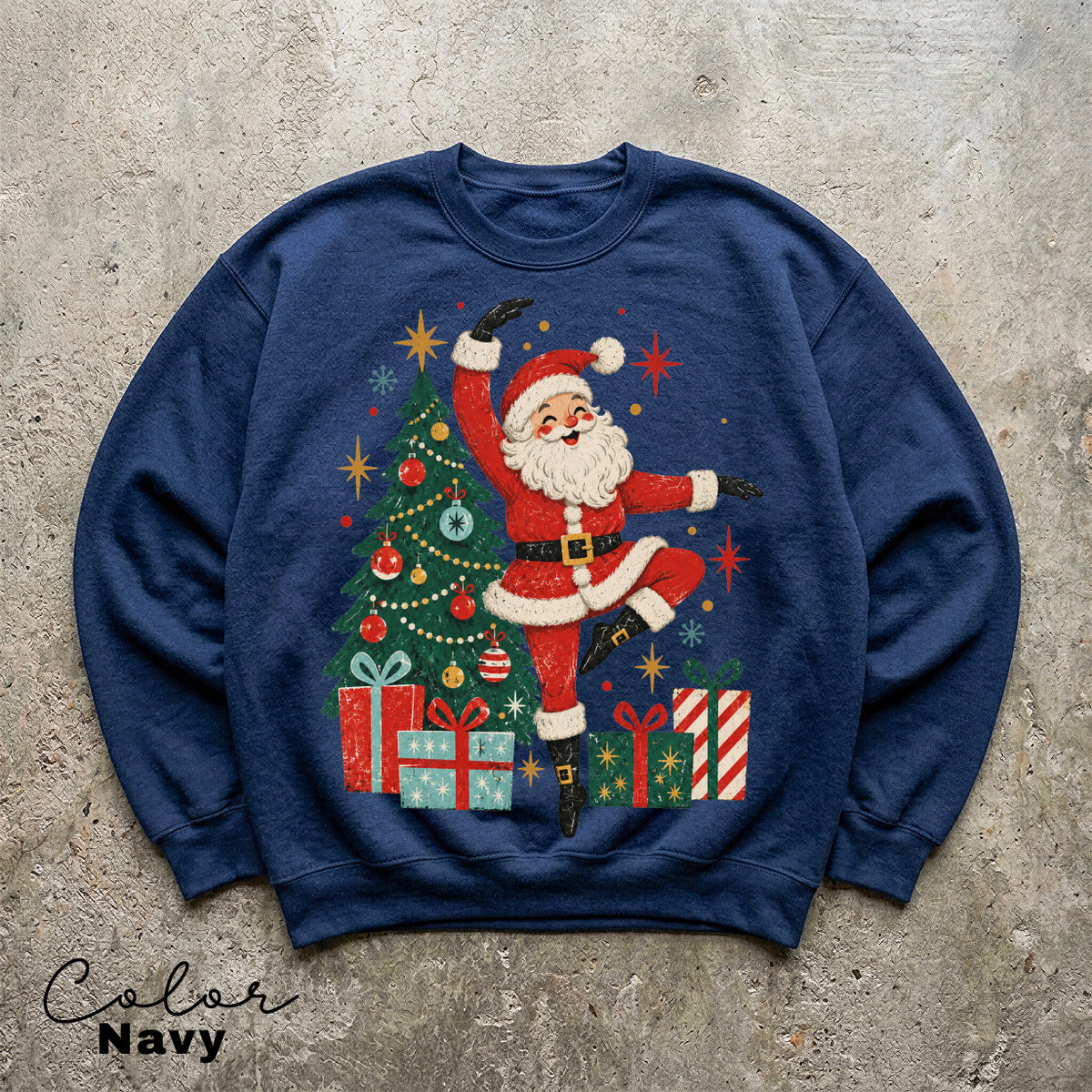 Retro Dancing Santa Sweatshirt, Vintage Christmas Crewneck, Holiday Pullover Sweater