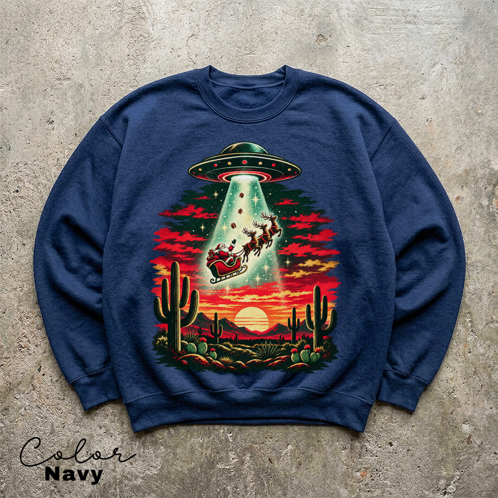 Santa UFO Christmas Sweatshirt, Funny Christmas