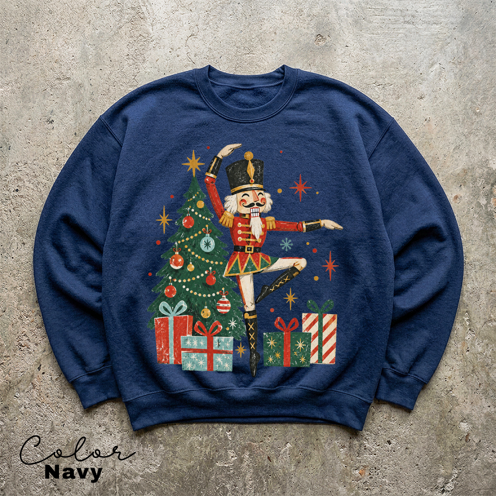 Vintage Christmas Nutcracker Sweatshirt, Dancing Dancer, Nutcracker Christmas Pullover
