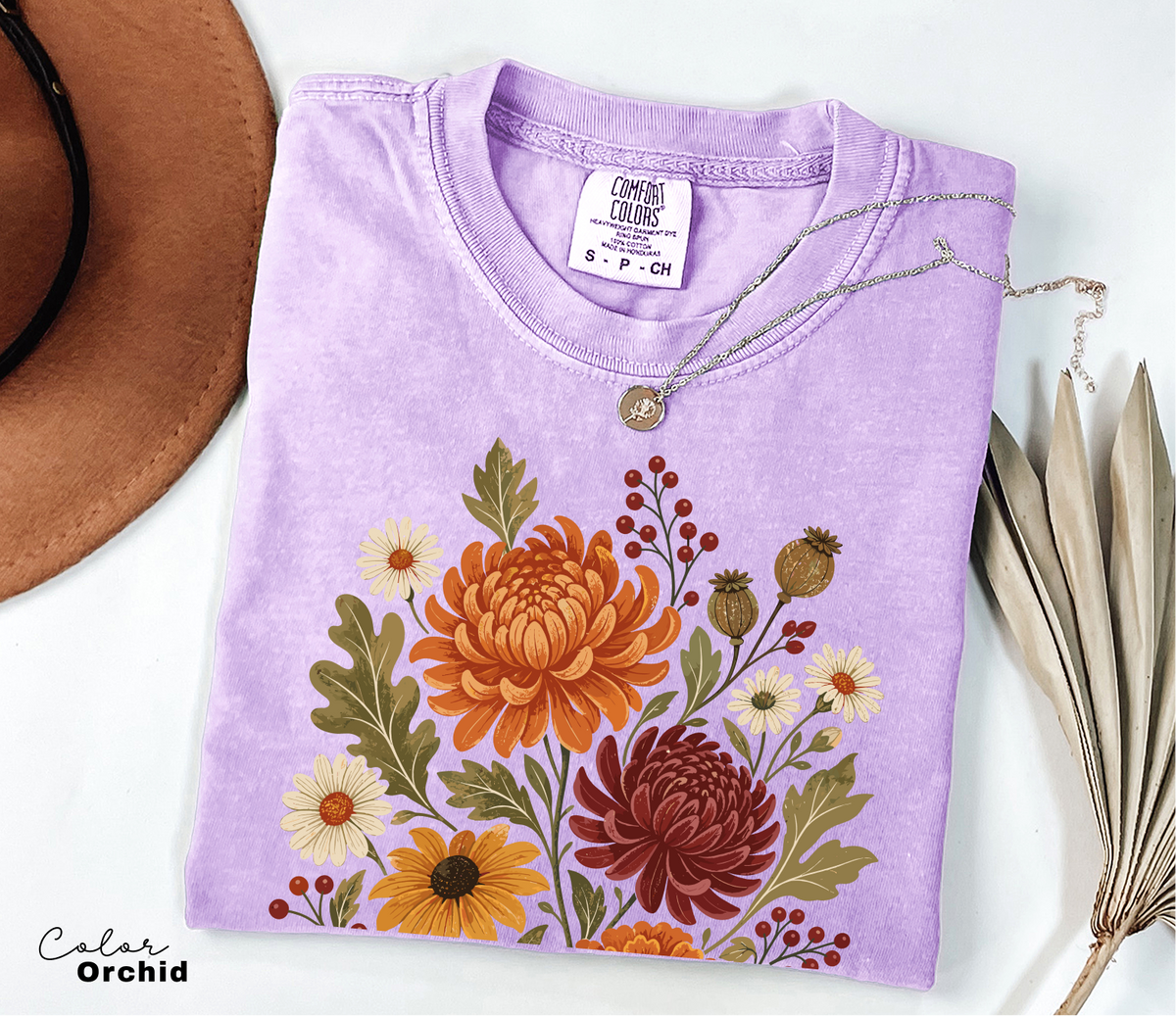 Fall Floral T-Shirt, Vintage Botanical Tee, Boho Fall Flowers