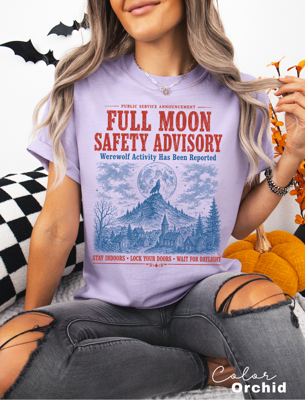 Retro Halloween Werewolf T-Shirt,fake Halloween Public Service Announcement