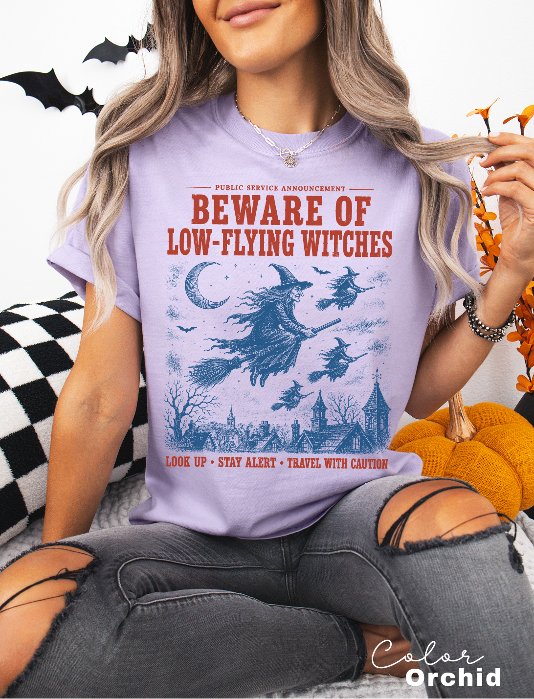 Halloween Witch T-Shirt, Vintage Witch Graphic Tee, Fake Halloween Public Service Announcement