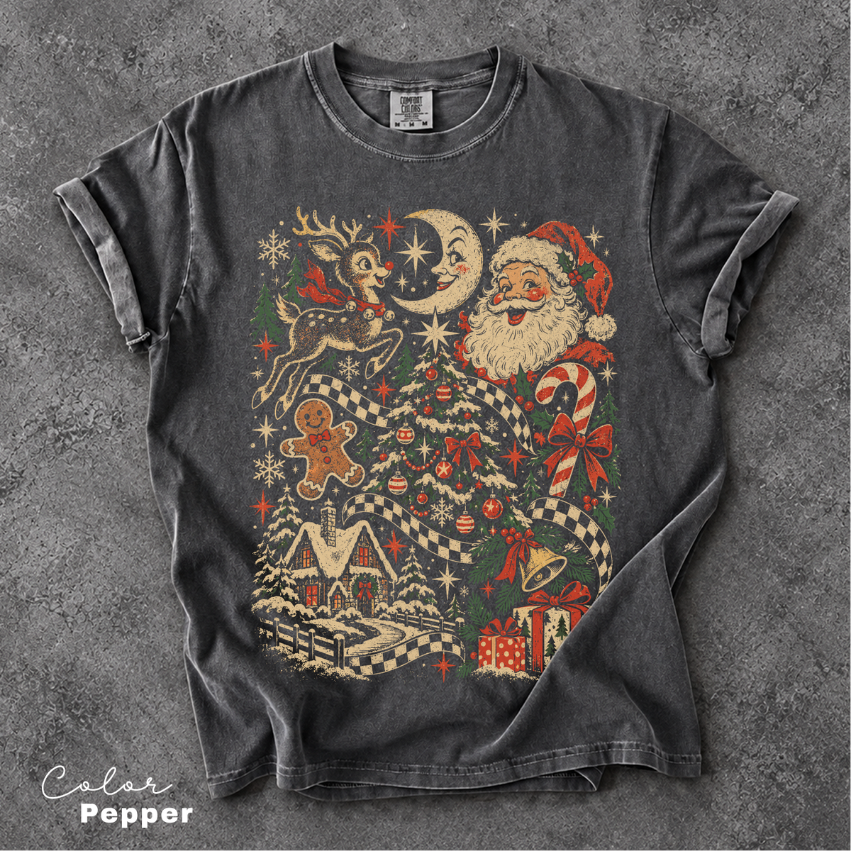 Vintage Christmas T-Shirt, Retro Christmas, Comfort Colors Tee