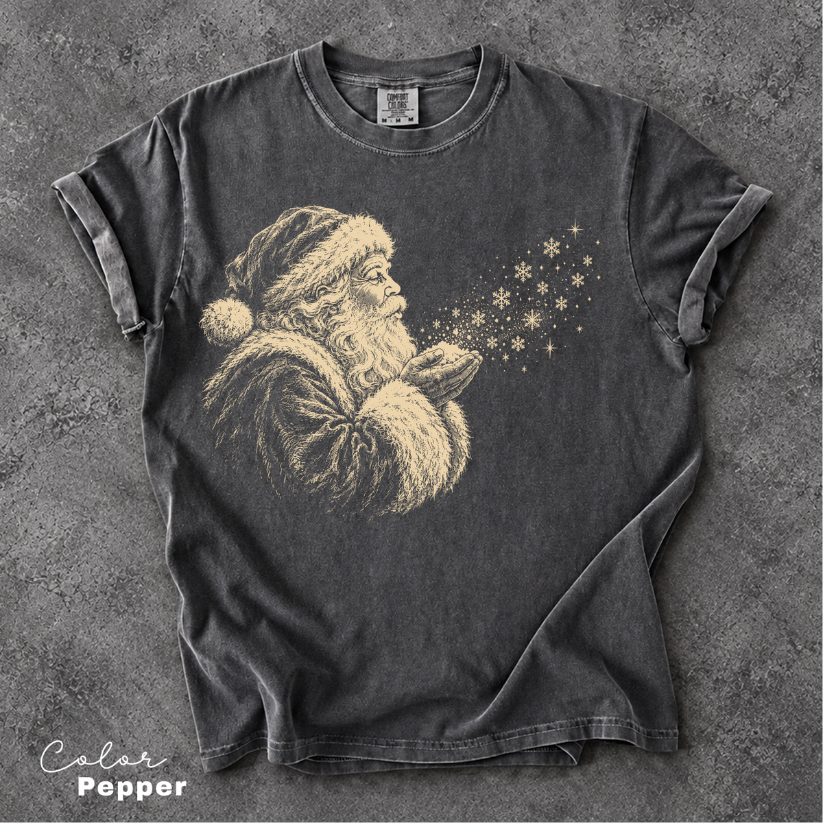 Vintage Santa Christmas T-Shirt, Retro Christmas Snowflake Shirt, Santa Claus Comfort Colors Tee,