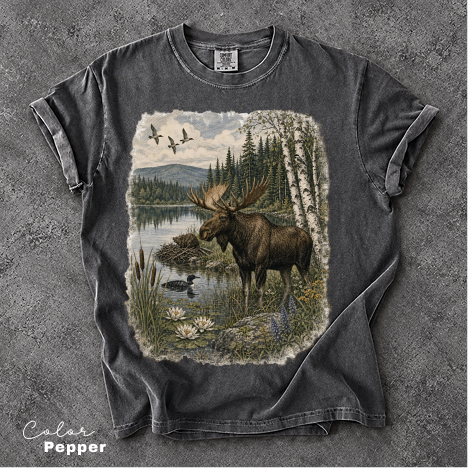Vintage Moose Wildlife T-Shirt, Retro 90's Style Nature Shirt, Comfort Colors