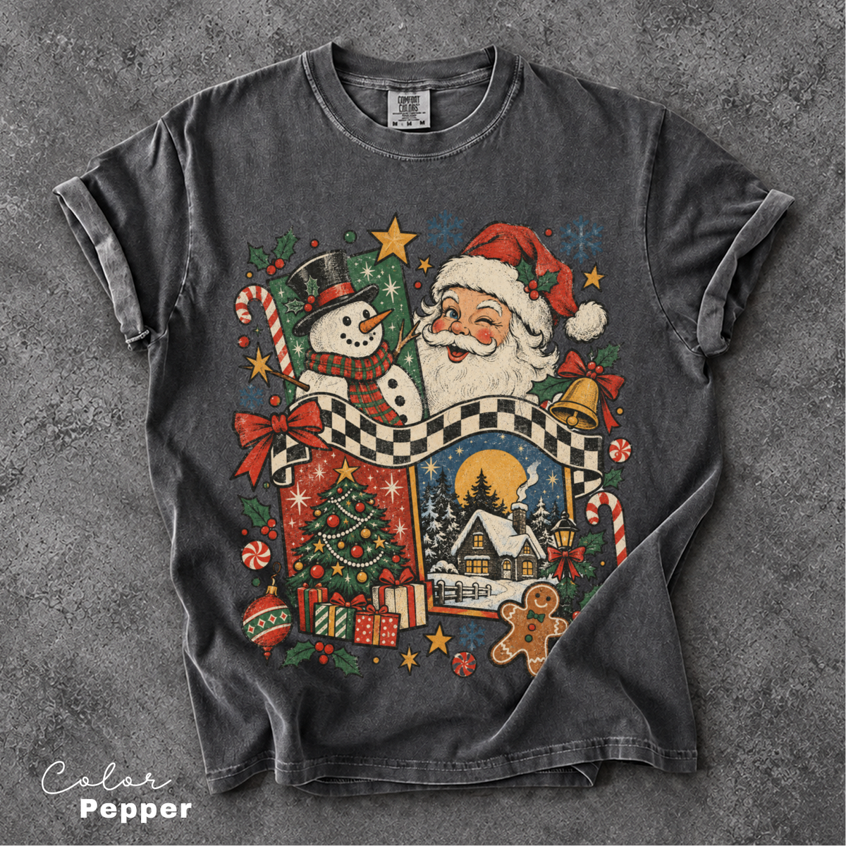 Christmas Vintage Shirt, Retro Santa Claus Snowman Shirt, Comfort Colors Tee