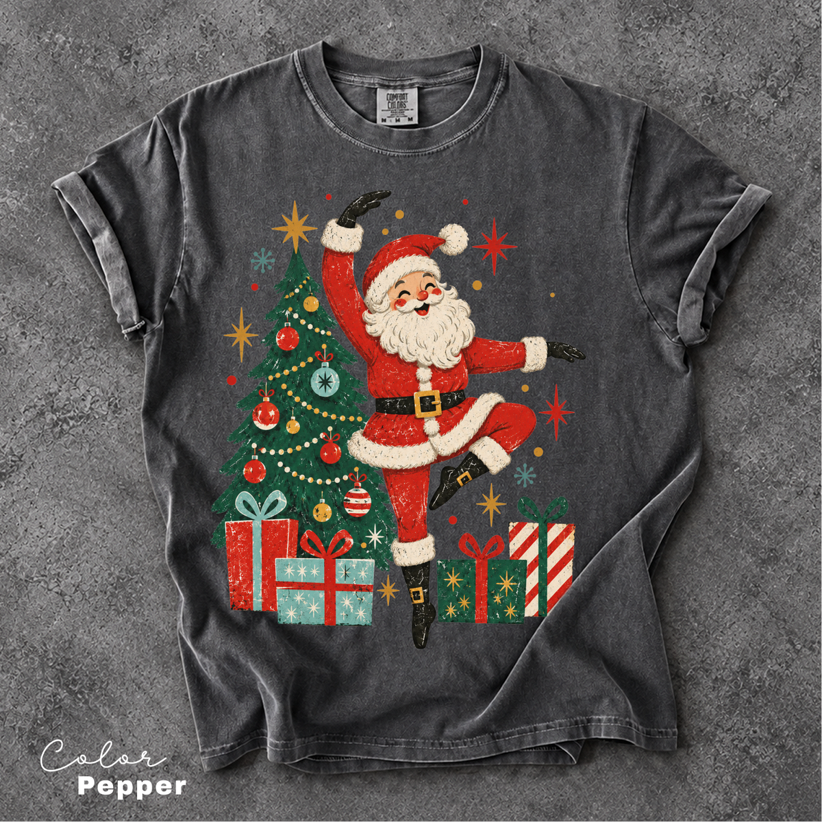 Dancing Santa Shirt, Vintage Christmas Tee, Retro Santa Claus, Comfort Colors Tee
