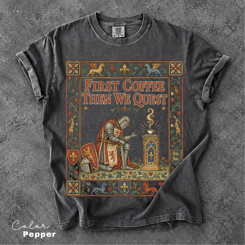 Medieval Knight Coffee Shirt, Funny Medieval Tee, Coffee Lover, Comfort Colors